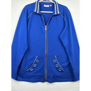 Quacker Factory Jacket Womens XL‎ Rhinestone Grommet Full Zip Track Jacket